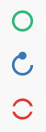 Three status indicators: green circle for idle, blue spinner for busy, and red circle for shutdown.
